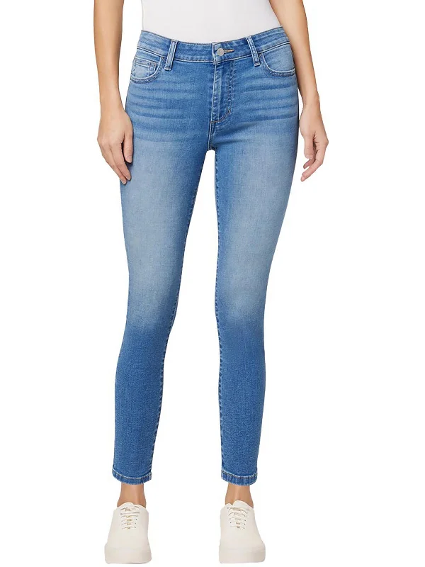 Womens Curvy Skinny Cropped Jeans Comfortable Mid-Rise Jeans