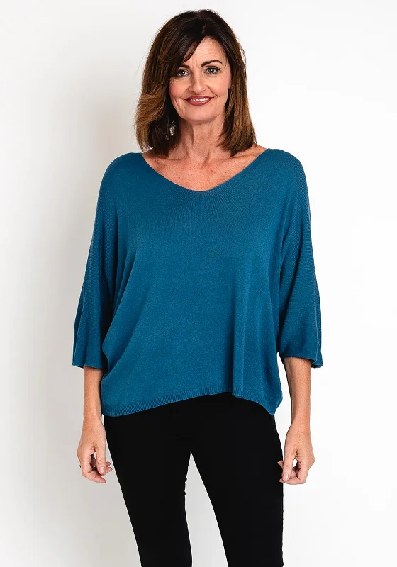 Serafina Collection One Size Fine Knit Sweater, Teal Zippered Front Buttoned Front Snap Front