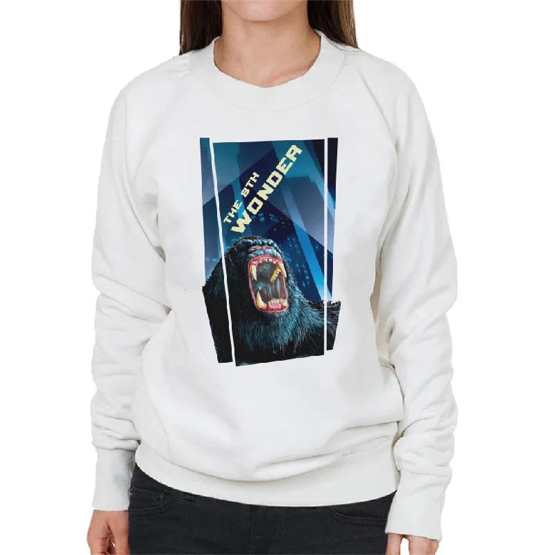 King Kong The 8th Wonder Roaring Rage In The City Women's Sweatshirt Hoodie with Mock Neck Collared Structured