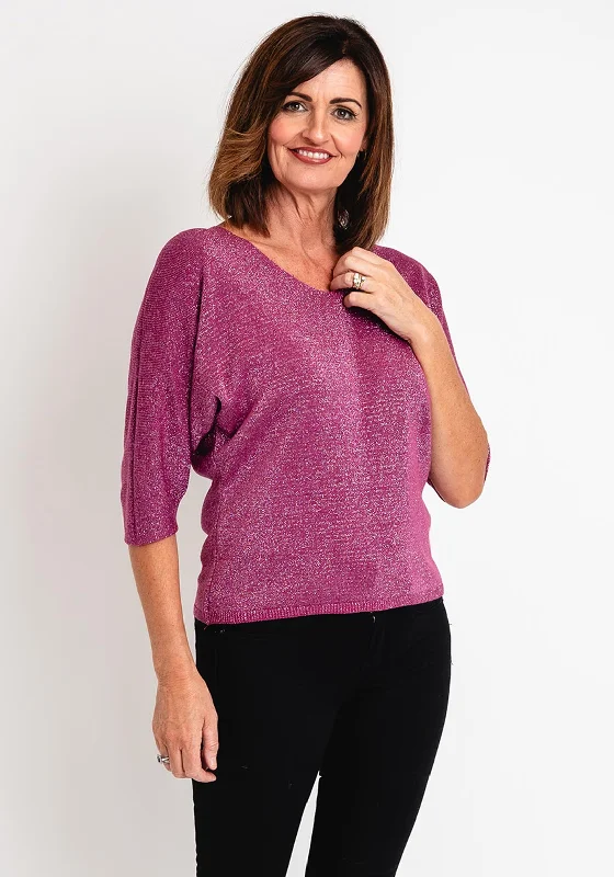 Serafina Collection One Size Fine Knit Sweater, Pink Chenille Blend Fleece Blend Nylon Blend