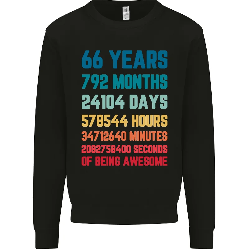 66th Birthday 66 Year Old Men's Sweatshirt - Stylish Jumper Gift for Him Hoodie with Snap Buttons Easy Quick