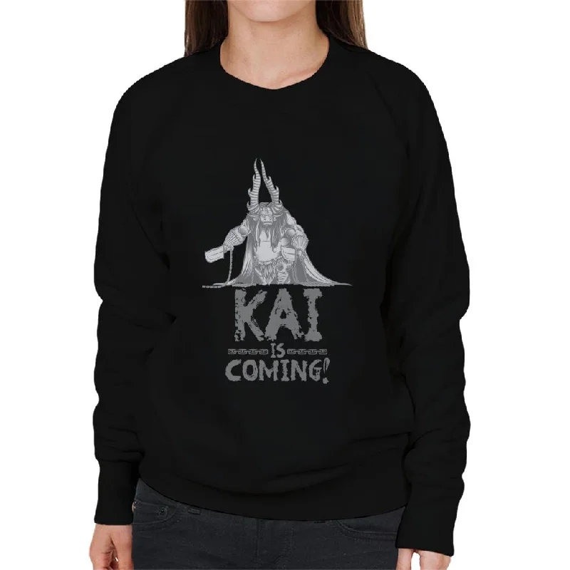 Kung Fu Panda Kai Is Coming Women's Sweatshirt Hoodie with Mock Neck Collared Structured