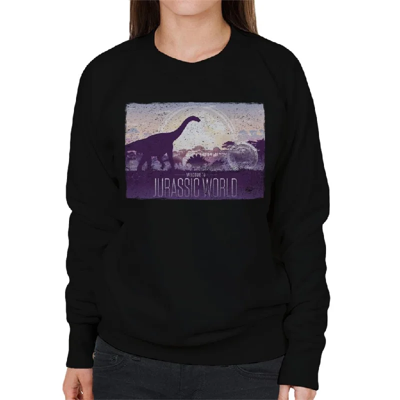 Jurassic Park Welcome To Jurassic World Women's Sweatshirt Hoodie with Hem Contrast Bold Stylish