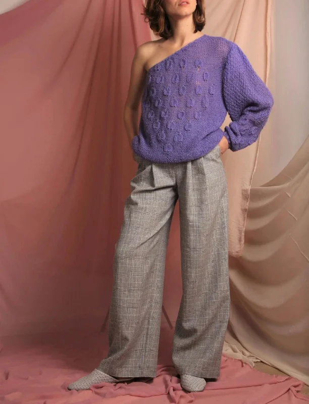 Iris One-Shoulder Sweater In Purple Boxy Sweater Fitted Sweater A-Line