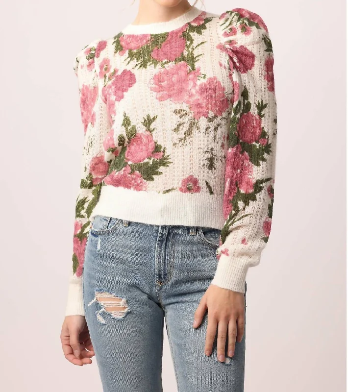 Kailyn Floral Sweater in La Rose Solid Print Embellished