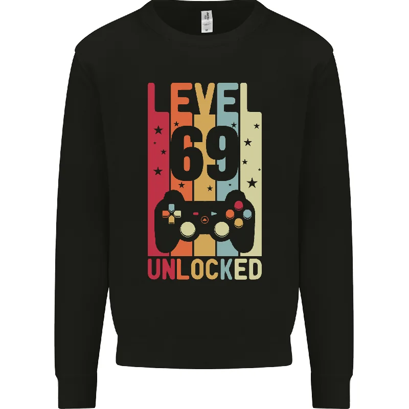 69th Birthday Level Up Gamer Sweatshirt Jumper for 69-Year-Old Men Hoodie Jacket Zipper Layering