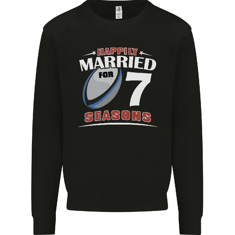 7 Year Wedding Anniversary 7th Rugby Mens Sweatshirt Jumper Hoodie with Gradient Ombre Colorful