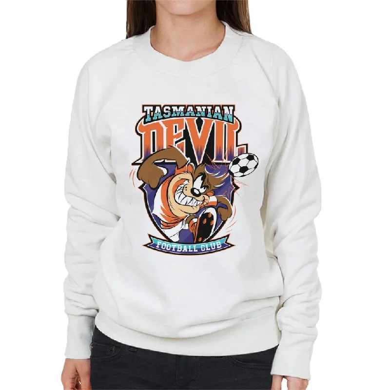 Looney Tunes Football Taz FC Women's Sweatshirt Hoodie with Cuffed Sleeves Snug Secure