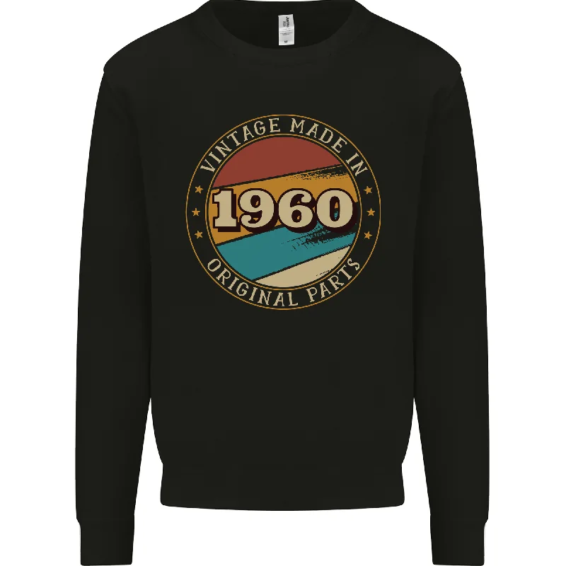 64th Birthday  Vintage Made In 1960 Mens Sweatshirt Jumper Hoodie with Full-Zip Functional Layering