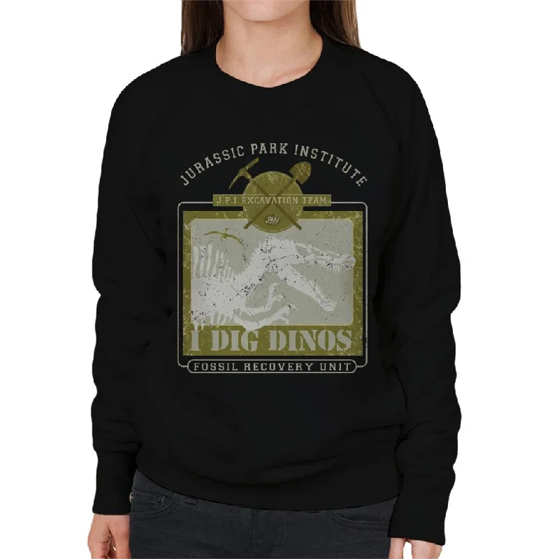 Jurassic Park Institute I Dig Dinos Fossil Recovery Unit Women's Sweatshirt Hoodie with Double Zipper Versatile Adjustable