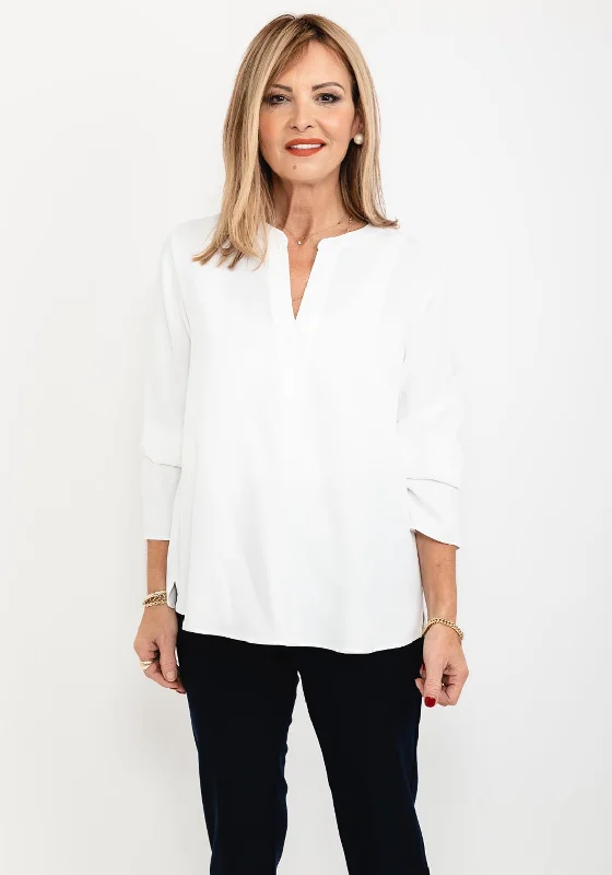 Gerry Weber Notch Neckline Blouse, Off White Elegant Embroidery Blouse