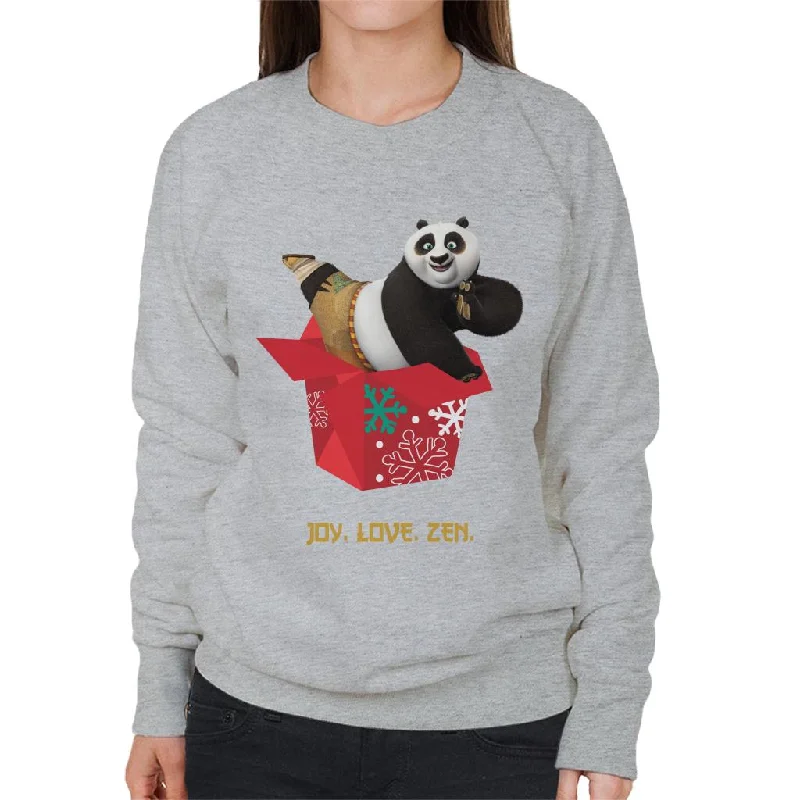 Kung Fu Panda Christmas Po Festive Box Women's Sweatshirt Hoodie with Thumb Holes Functional Cozy