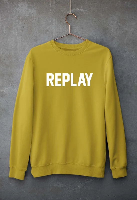 Replay Unisex Sweatshirt for Men/Women Hoodie with Frayed Bohemian Relaxed