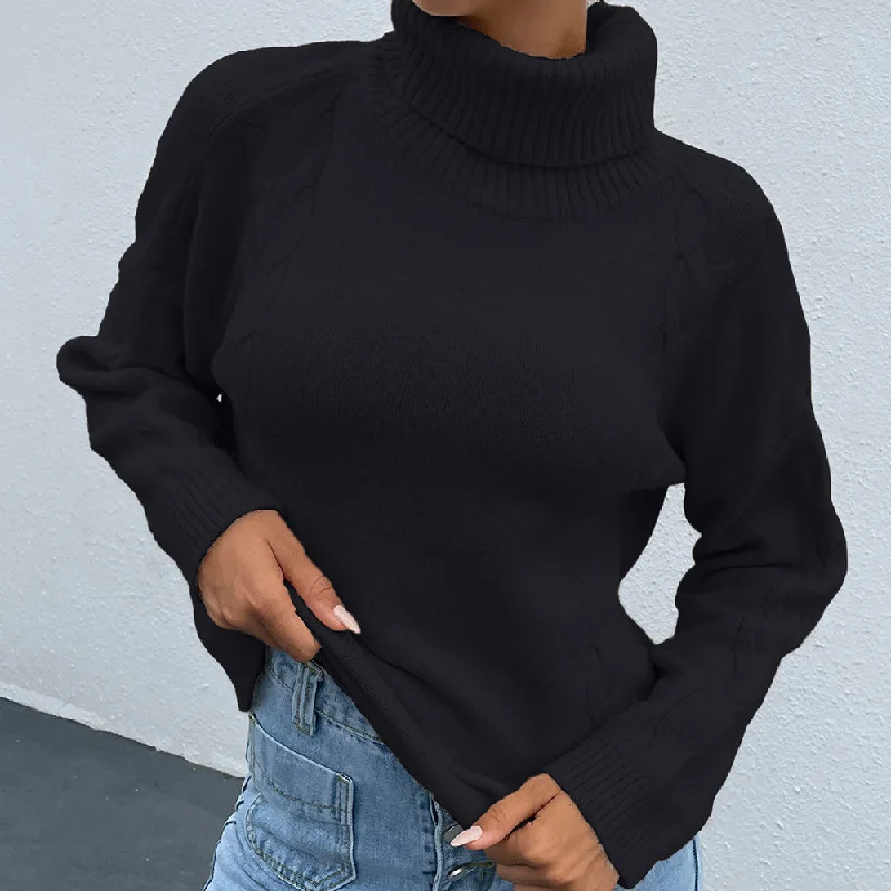 Turtle Neck Long Sleeve Sweater Spandex Rayon Corduroy