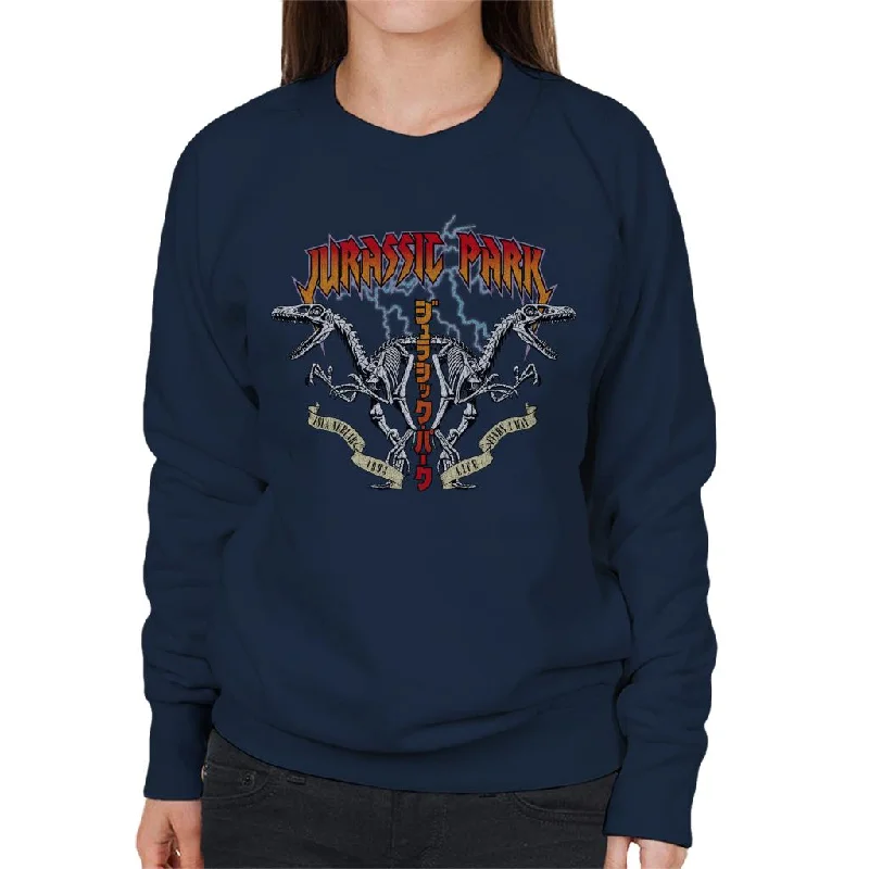 Jurassic Park Rock Band Lightning Raptor Symmetry Women's Sweatshirt Hoodie with Lace Feminine Delicate