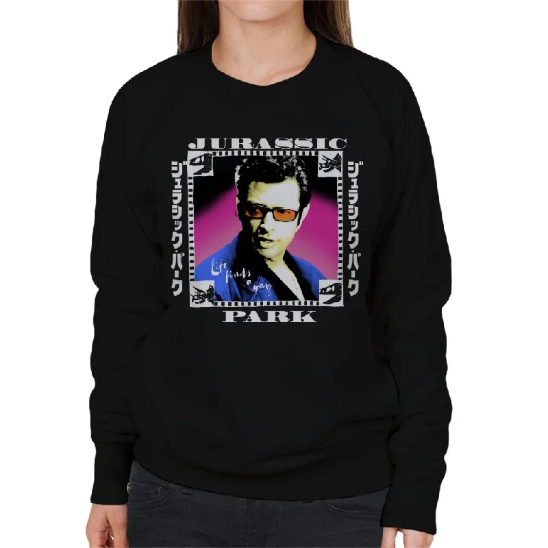 Jurassic Park Ian Malcolm Life Finds A Way Women's Sweatshirt Hoodie with Camouflage Military Edgy