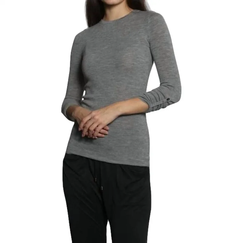 Solid Merino Crew Sweater In Grey Anti-Pilling Anti-Shrink Durable