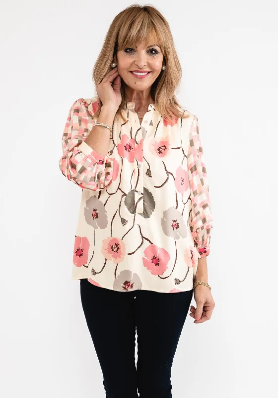 Costamani Jolene Floral Blouse, Pink Multi Balloon Sleeve Blouse