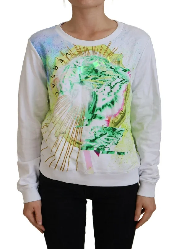 Versace Jeans  Graphic Print Long Sleeves Women's Sweater Sequined Glittery Shiny