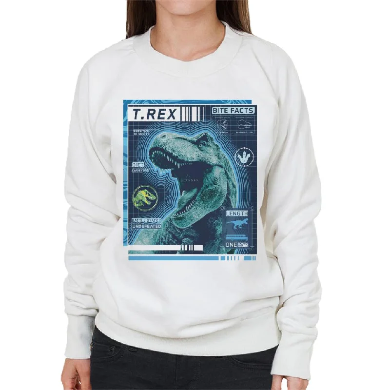 Jurassic Park T Rex Battle Status Undefeated Women's Sweatshirt Hoodie with Hem Applique Textured Unique