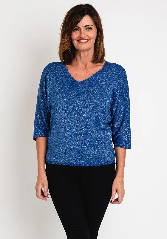 Serafina Collection One Size Fine Knit Sweater, Blue Fitted Slim Tailored