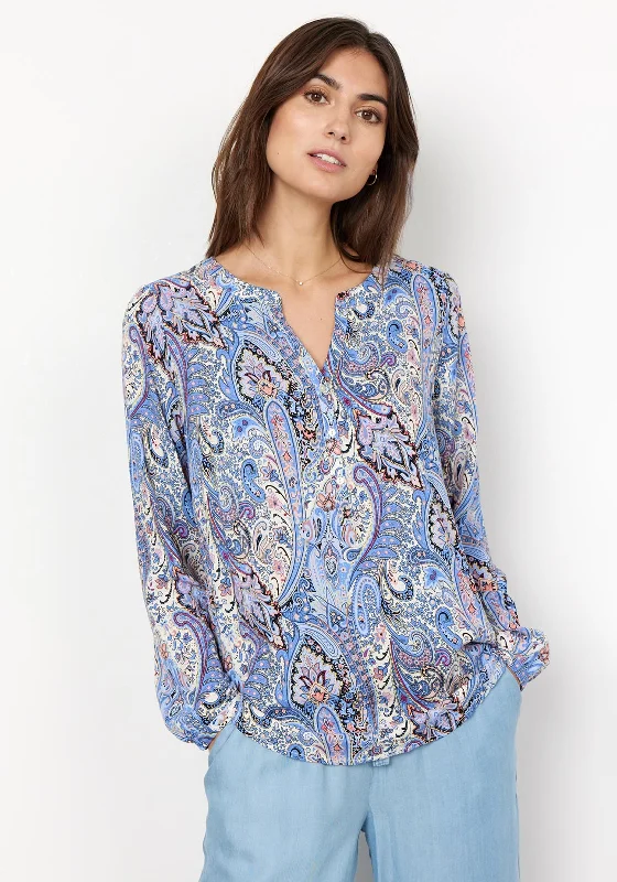 Soyaconcept Kie Paisley Print Blouse, Blue Multi Elegant Lace Blouse