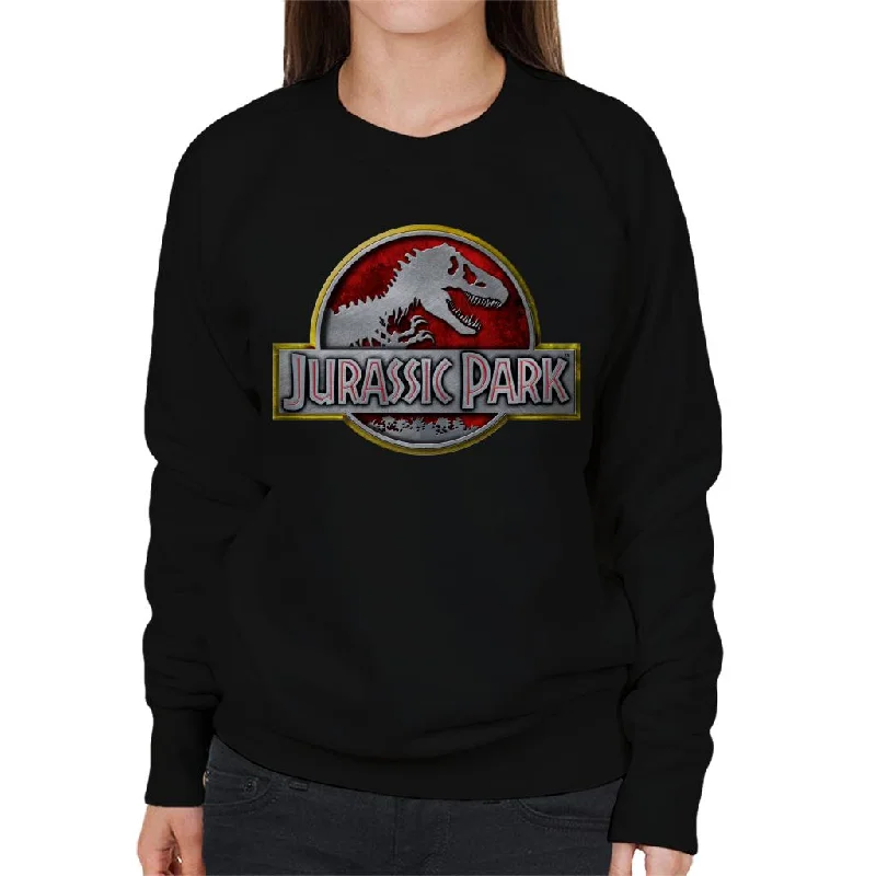 Jurassic Park Yellow Outline Classic Logo Women's Sweatshirt Hoodie with Elastic Waist Stretchable Comfortable