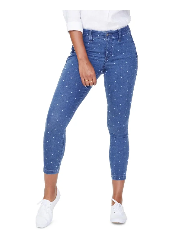 Plus Womens Ankle Polka Dot Skinny Jeans Stylish Slim Fit Denim