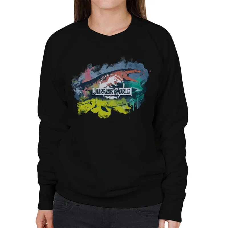 Jurassic Park Mosasaurus Brush Stroke Montage Women's Sweatshirt Hoodie with Mesh Breathable Sporty