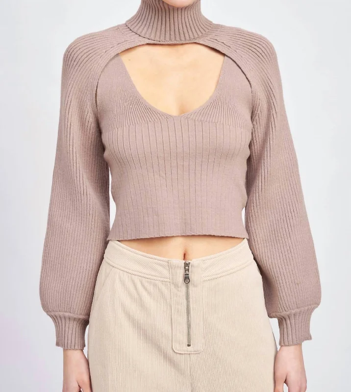 Sonoita Two-Piece Crop Sweater In Dusty Lilac Fitted Loose Oversized