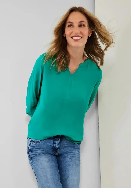 Cecil Notch Neck Blouse, Emerald Green Feminine Pastel Blouse