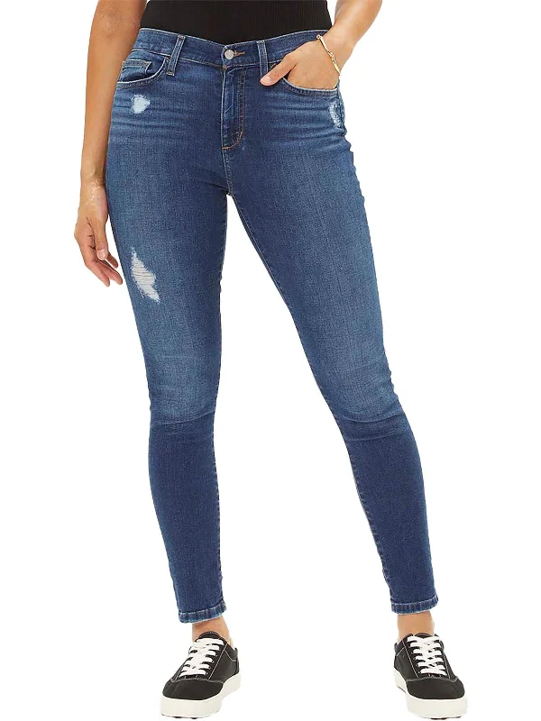 Womens Ankle Distressed Skinny Jeans Elegant High-Waisted Flared Jeans