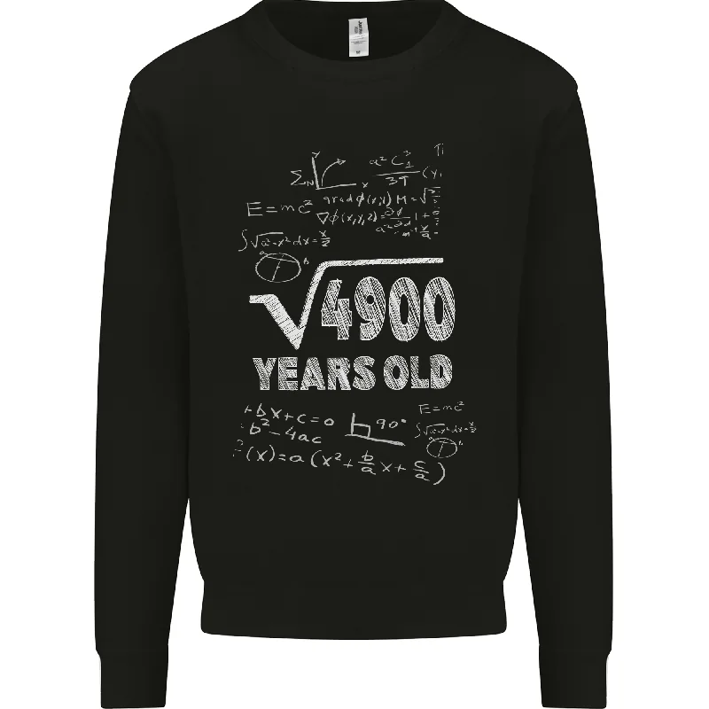 70th Birthday 70 Year Old Geek Funny Maths Mens Sweatshirt Jumper Hoodie with Typography Text Message