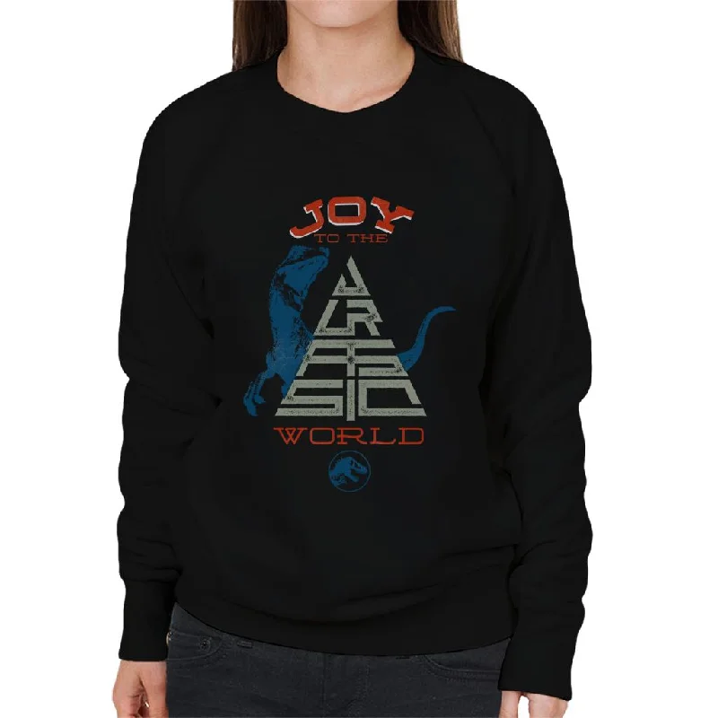 Jurassic Park Christmas Joy To The World Women's Sweatshirt Hoodie with Mock Neck Collared Structured