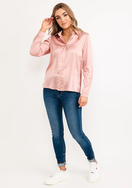 Seventy1 Turn Up Sleeve Blouse, Rose Pink Polished Work Blouse