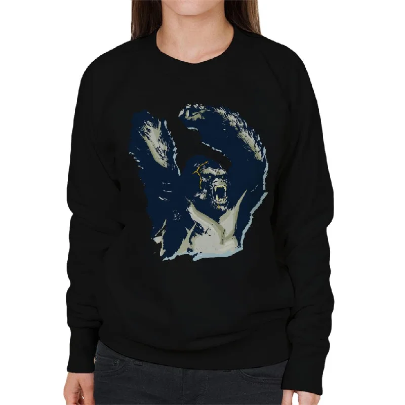 King Kong Arms Up Rage Women's Sweatshirt Hoodie with Monochrome Minimalist Simple