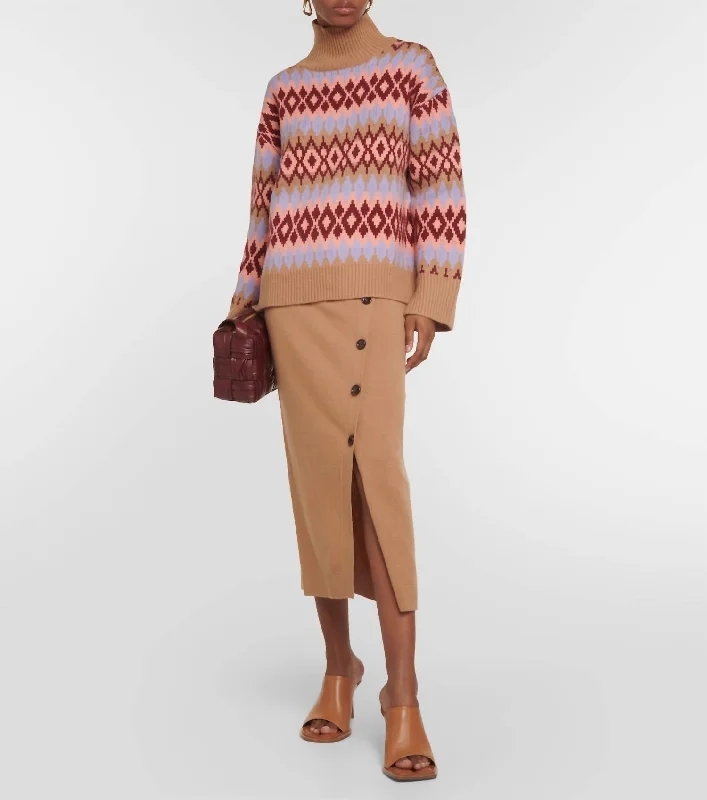 Mockneck Argyle Sweater In Multi Terry Terry Cloth Terry Knit