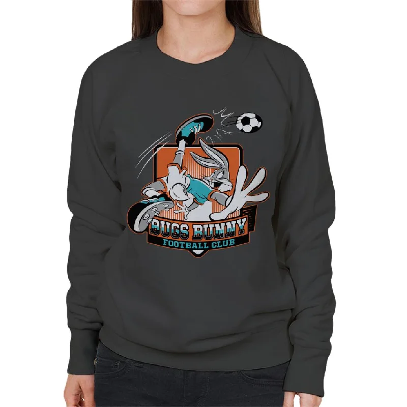 Looney Tunes Football Bugs Bunny FC Women's Sweatshirt Hoodie with Bell Sleeves Flared Feminine