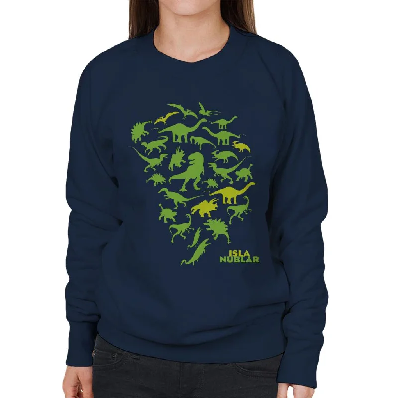 Jurassic Park Isla Nublar Green Dinosaur Silhouettes Women's Sweatshirt Hoodie with Snap Buttons Easy Quick