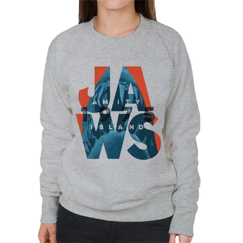 Jaws 1975 Amity Island Women's Sweatshirt Hoodie with Hem Raw Edge Edgy Unfinished