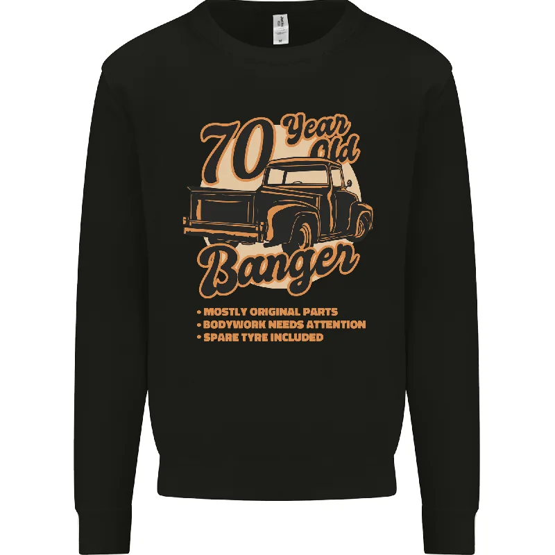 70 Year Old Birthday Jumper - Vintage 1951 70th Year Men's Sweatshirt Hoodie with Mock Neck Collared Structured