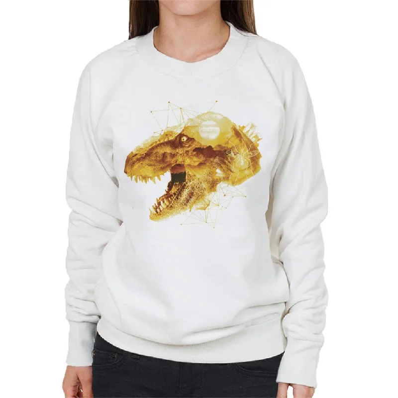 Jurassic Park T Rex Character Head Women's Sweatshirt Hoodie with Front Slit Layering Stylish