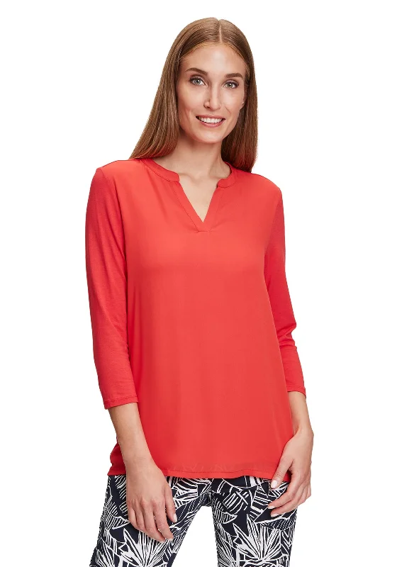 Betty Barclay Notch Neck Blouse, Red Loose Fit Blouse