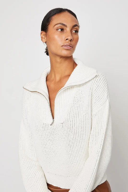 Bailey 44 Luciana Sweater in CrÃ¨me Hooded Sweater Collared Sweater Shawl Collar