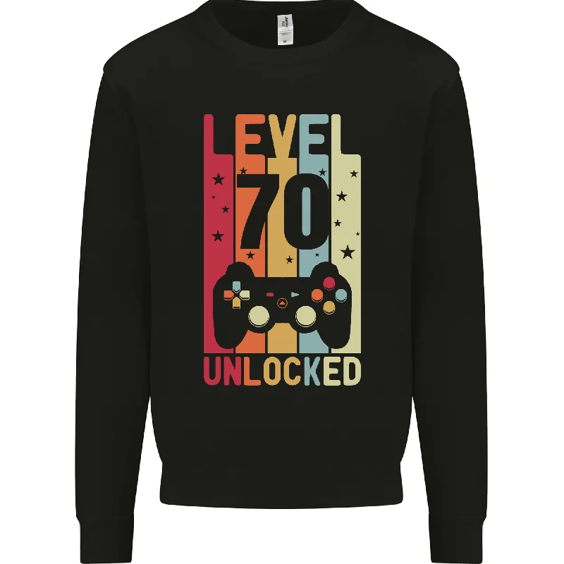 70th Birthday 70-Year-Old "Level Up" Gaming Men's Sweatshirt Jumper Hoodie Dress Longline Feminine