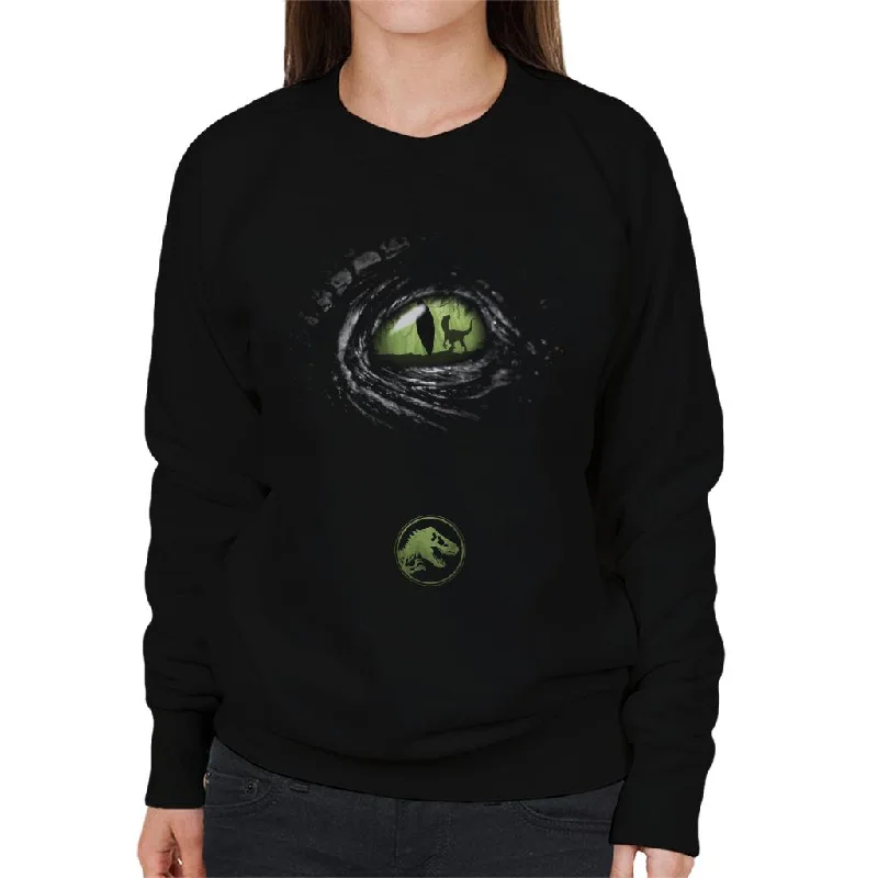 Jurassic Park Velociraptor Eye Women's Sweatshirt Hoodie with Hem Applique Textured Unique