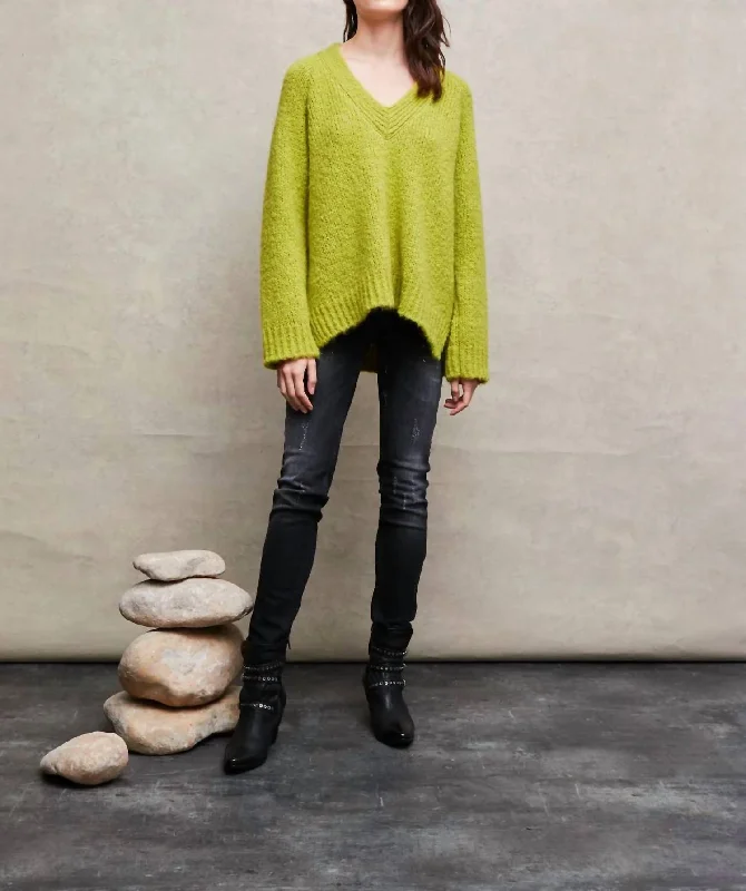 Ero Sweater In Lime Green Long Sweater Short Sweater Cropped Sweater