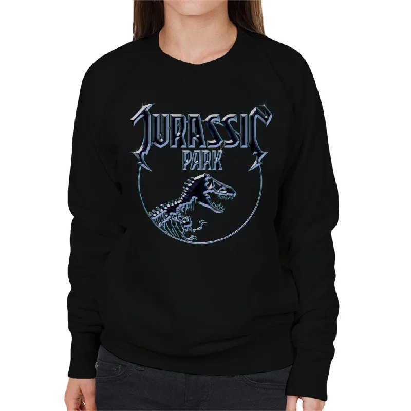 Jurassic Park Chrome Logo Women's Sweatshirt Zip Hoodie Drawstring Kangaroo Pocket