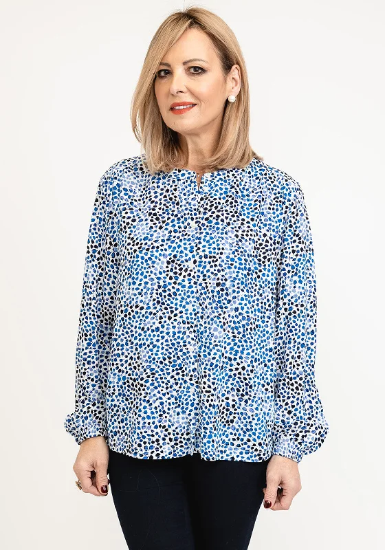 Street One Delicate Tulip Print Blouse, Blue Multi Classic White Blouse