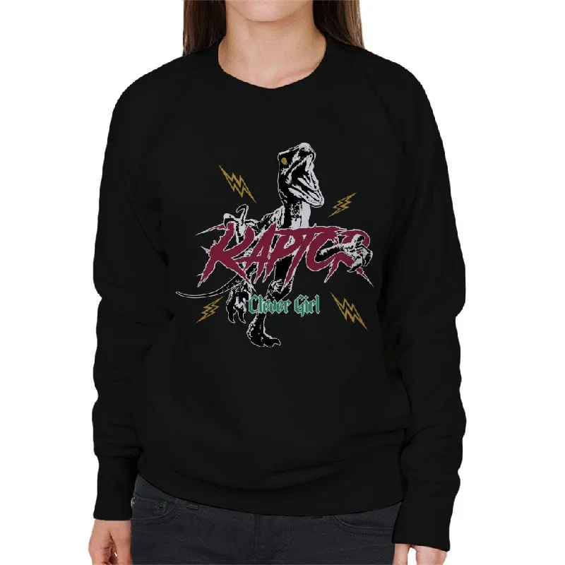 Jurassic Park Clever Girl Raptors Lightning Bolt Women's Sweatshirt Hoodie with Thumb Holes Functional Cozy